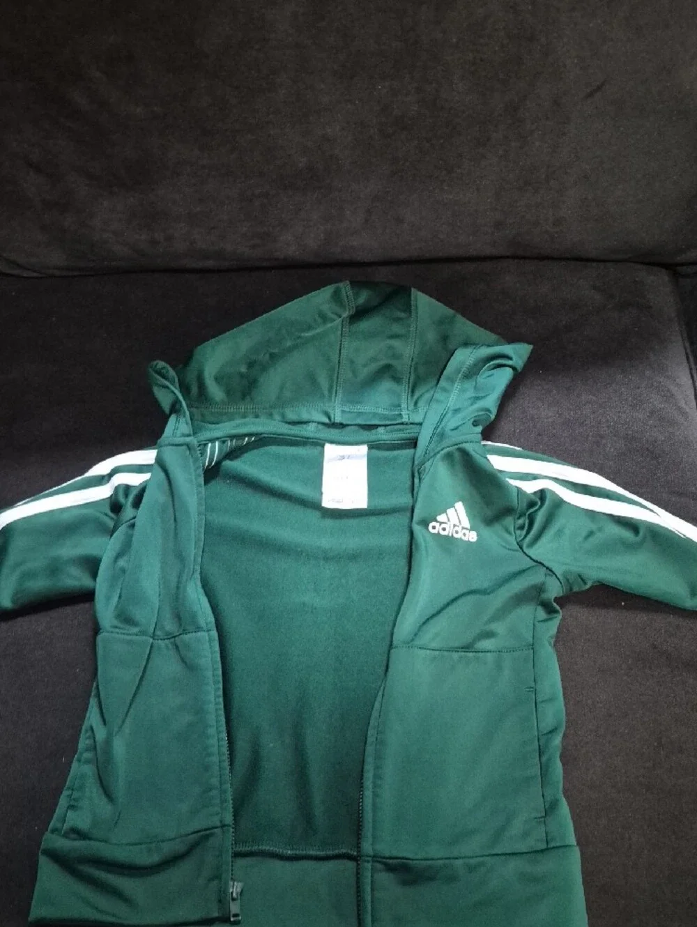 adidas Green Hooded Tracksuit with White Stripes